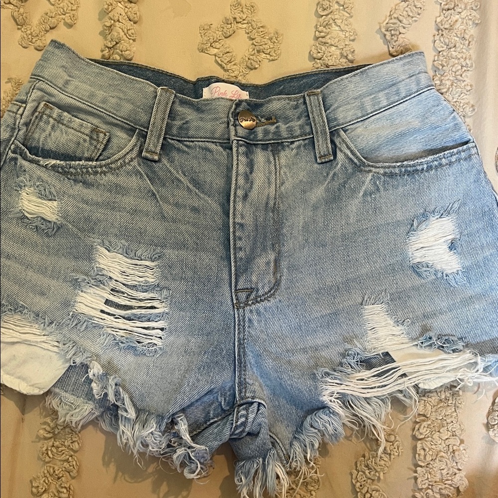 Pink Lily Distressed Denim Shorts